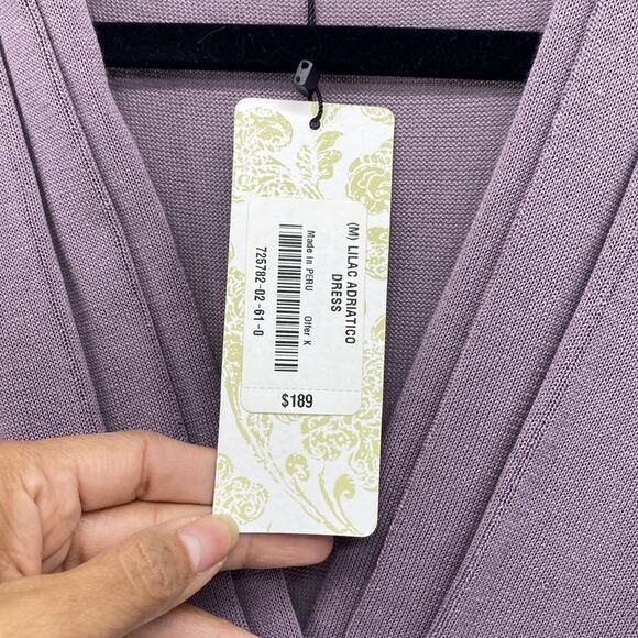 Peruvian Connection ADRIATICO lilac maxi knit dress minimalist size M - Picture 5 of 9